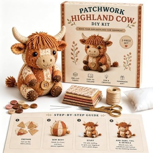 Bgdhinkt Vintage Patchwork Mouse Felt DIY Sewing Kit for Beginners, Complete Craft Set with Pattern & Guide, Cute Animal Handcraft Birthday Gift (B-1)