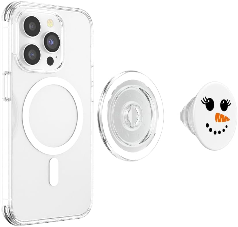 Funny female snowman face eyelashes for winter and christmas PopSockets MagSafe PopGrip for iPhone