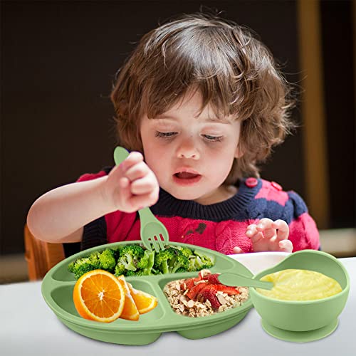 Tqonpe 16 Pack Suction Plates And Bowls Set For Baby & Toddler,Silicone Toddler Plates And Bowls With Suction,Divided Plate Set,Baby Feeding Set With Spoon And Fork,Baby Plate Utensils Set #TOP5
