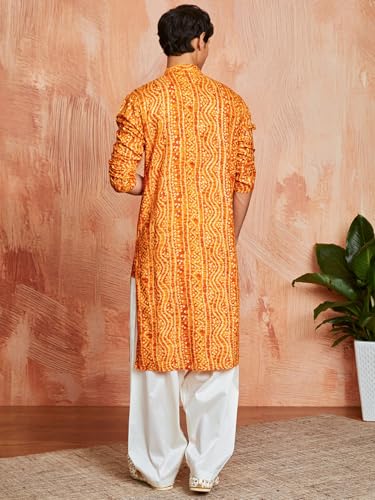 Image of VASTRAMAY Men's Bandhani Rayon Kurta & Patiyala Set