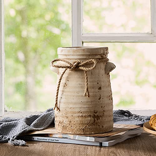 SIDUCAL-Ceramic-Decorative-Flower-Vase-8-Inch-Rustic-Distressed-Pottery-Decorative-Flower-Vase-for-Home-Decor-Ideal-Shelf-Decor-Bookshelf-Mantle-Entryway-Living-Room-Table-Decor SIDUCAL Ceramic Decorative Flower Vase 8 Inch Rustic Distressed Pottery Decorative Flower Vase for Home Decor Ideal Shelf Decor Bookshelf Mantle Entryway Living Room Table Decor