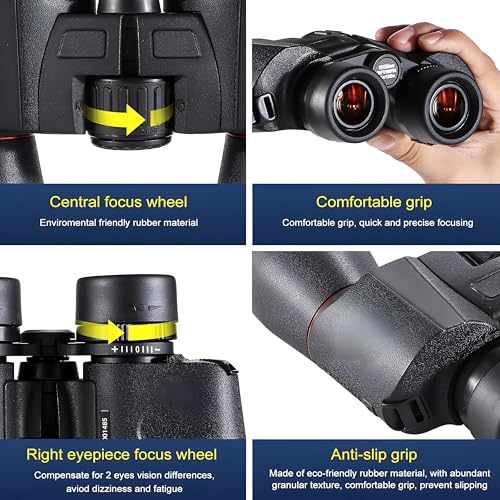 Image of Binoculars for Long Distance, 16x50 Ultra HD Binoculars for Bird Watching, Wildlife, Safari with Bright BAK 4 Glass 204FT /1000Yds Powerful, Camping Sightseeing