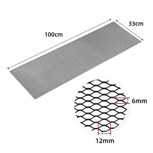 Image of AggAuto Universal 40 inchx13 inch Car Grill Mesh - Aluminum Alloy Automotive Grille Insert Bumper 6x12mm Hexagon Hole, One of the Most Multifunctional Shape Grids 100x33cm Black