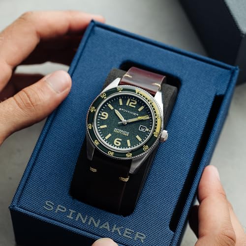 Image of Spinnaker Fleuss Men's Automatic Dive Watch - Miyota 8215 Movement, 43mm Stainless Steel Case, 150m Water Resistant, Leather Strap, SP-5055