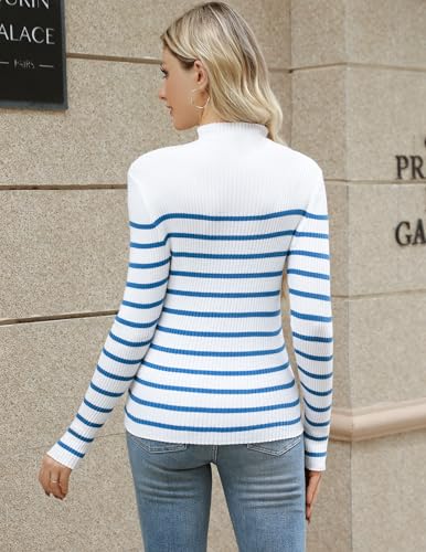 Image of HOTOUCH Women Turtleneck Tops Mock Neck Sweater Ribbed Knit Basic Casual Long Sleeve Shirt Fall Winter Clothing 2025 Trendy