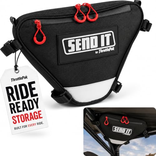 SEND IT - UTV Roll Bar Triangle Storage Bag - 1680D Water-Resistant Powersports Gear Bag Universal Fit Compatible with Honda Pioneer 700 Polaris Ranger RZR Can-Am Kawa saki Teryx and Most UTVs ATVs