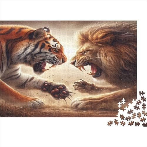 Tigre León Puzzle de 1000 Piezas Puzzle para Adultos Escena de Confrontación Relajación Hogar 70x50cm/1000pcs