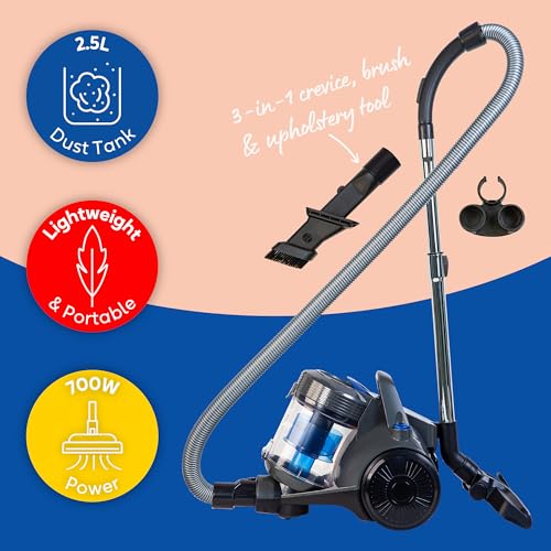 Russell Hobbs® Atlas2 Cylinder Vacuum Cleaner, Lightweight, 2.5L Dust Capacity, Powerful 700W High Efficiency Motor, Triple Dust-Lock Filtration, 3-in1 Multi-Tool, 2 Year Guarantee RHCV3101 - Image 3