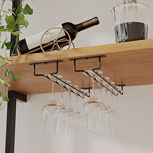 Wallniture Brix Wine Glass Holder Under Cabinet Kitchen Organization And Storage For Kitchen Decor, Black Iron 17 Inch Set Of 2 #TOP1