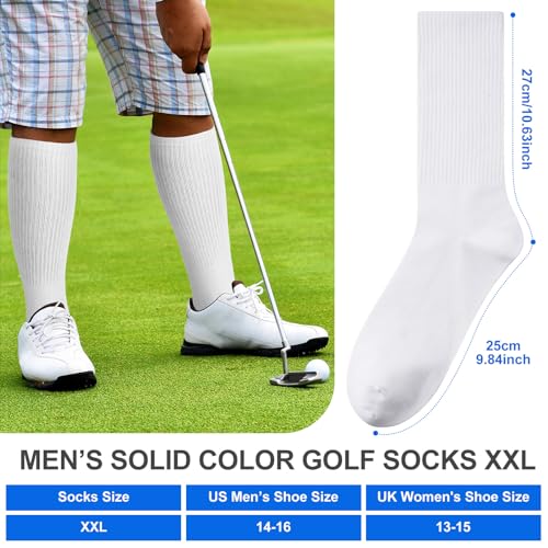 10 Pairs Men's XXL Extra Large Mid Crew Socks for Big and Tall Golf Athletic Socks for Men Size 15-172