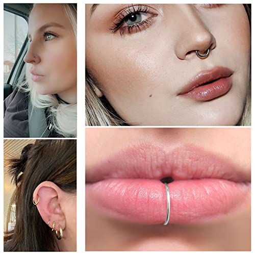 Dyknasz 10PCS 16G Surgical Steel Hinged Clicker Segment Septum Lip Nipple Ring Hoop Cartilage Tragus Helix Sleeper Earrings Piercing Jewelry for Women Men 8mm 10mm 12mm 14mm 16mm3