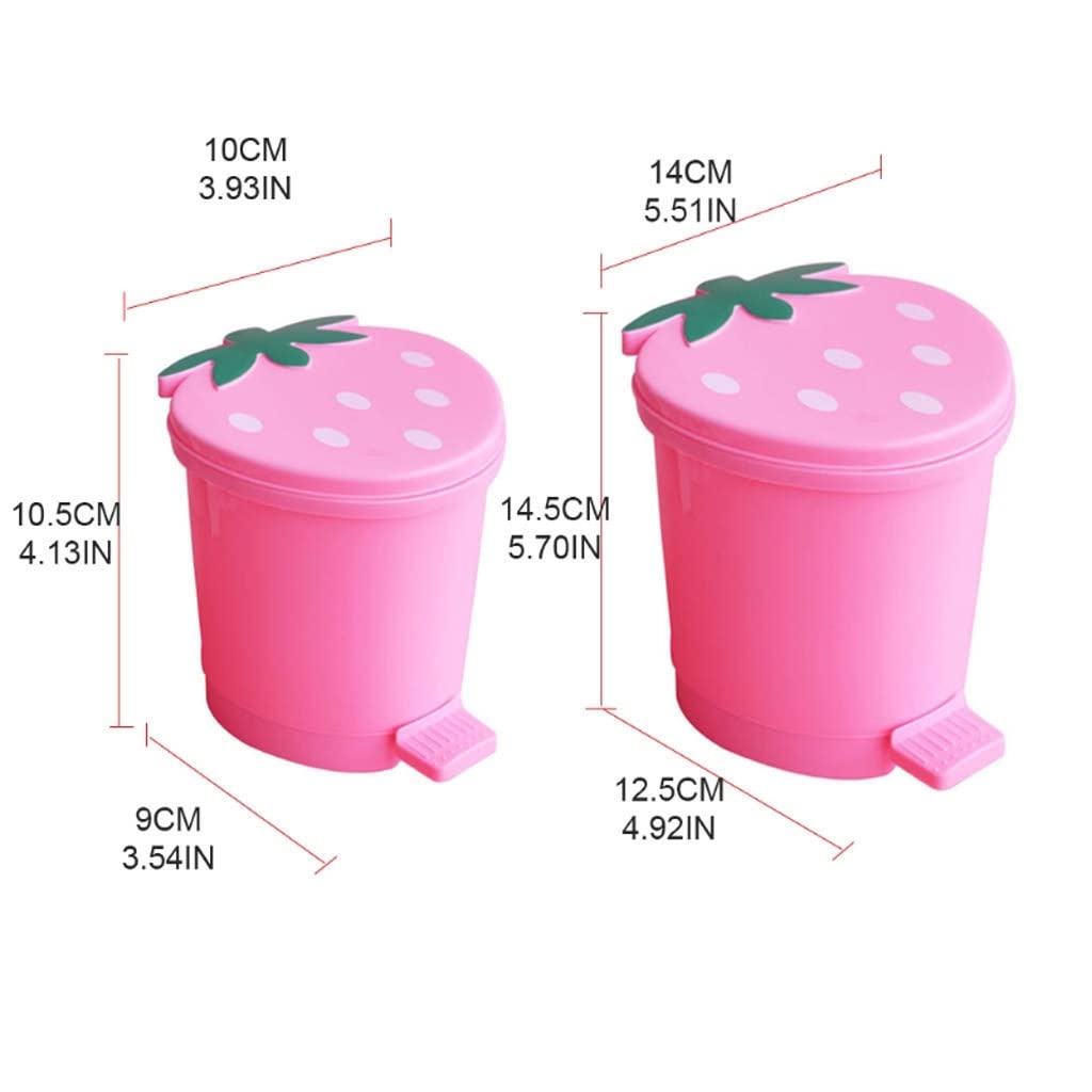Mini Trash Can with Lid Plastic Trash Basket for Home Bedroom Office Desktop Garbage Storage Box(E,10x10.5x9cm)