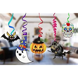 Jagmag® Halloween Hanging Swirl Decorations, Halloween Hanging Swirl Party Decorations, Witches/Skull/Ghost/Pumpkin/Cat…