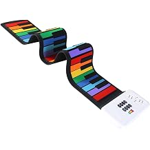 Professional Electronic Keyboard Hand Roll-Up Piano 88 Keys Portable Soft Keyboard Foldable Multifunction Electronic Piano for Beginners Rainbow