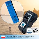 valonic Dolphin - 2x 1m krótkie pasy mocujące, 25mm, 500 Kg, wyściełane, certyfikat TÜV Rheinl. / GS, wyściełane, EN-12195-2 - Pas mocujący z blokadą zaciskową do bagażnika rowerowego, roweru, kajaka