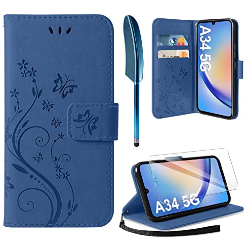 AROYI Lederhülle Kompatibel mit Samsung Galaxy A34 5G Hülle und...
