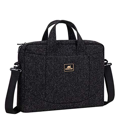 Image of RIVACASE Anvik Laptop Bag 15.6 Inches Waterproof Compact Shoulder Bag for Notebooks Ultra Light Computer Bag for Women /Men /School /Travel /Business, Compatible with Laptop Macbook Pro 15.6 inch, Black