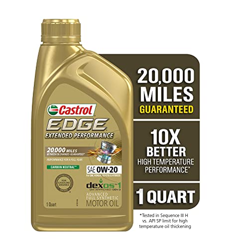 Castrol 152D7D Edge Extended Performance 0W-20 Advanced Full Synthetic Motor Oil, 1 Quart, 6 Pack #TOP1