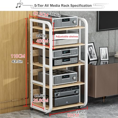 Supporto regolabile a 5 livelli per console di gioco con supporto multimediale per home Entertment Audio Rack Storage Design moderno ed elegante