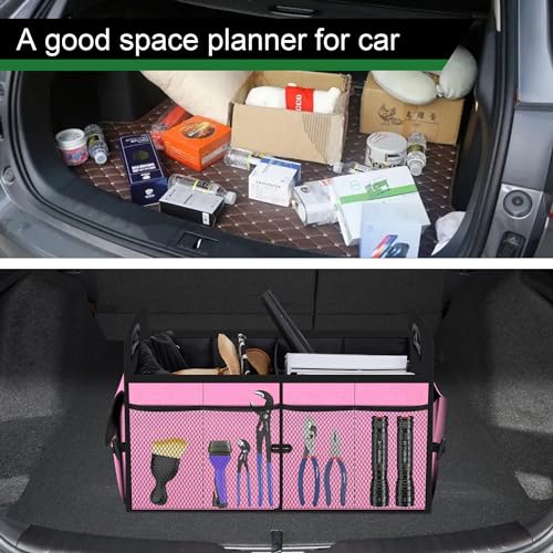 Image of Femuar Car Trunk Organizer,Car Storage Organizer with 72L Large Capacity Waterproof Collapsible and 11 Pockets,Trunk Organizer for Car Suv /Jeep /Sedan, Large Size, Pink