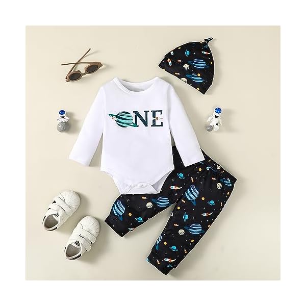 Baby Boy 1st Birthday Outfit Infant Boy First Birthday Clothes Boy Astronauts Cake Smash Bodysuit