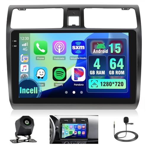 4+64G Android Autoradio pour Suzuki Swift 2005-2010 sans Fil Carplay, 10.1 Pouces Incell écran Tactile pour Voiture avec Bluetooth 5.0/GPS/FM/RDS/EQ/Caméra...