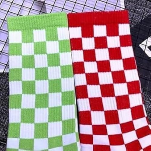 Black Fashion Harajuku Trends Women Checkerboard Socks Geometric Checkered Socks Men Hip Hop Cotton Unisex Print Skateboard4