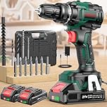 CEEIGOO Cordless Drill Brushless, Electric Drill 21V with 2×2000mAh Batteries, 42N.m Max Torque, PowerDrill with 18+1 Position & 2 Speed, LED Light, 14PCS Accessories for Home and Garden DIY Project