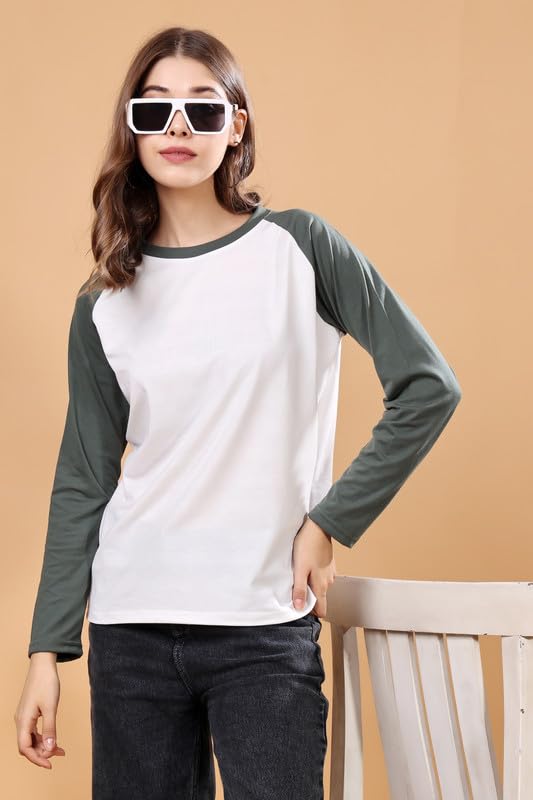 Image of London Hills Women's polyester Regular Fit Raglan Tshirts || Raglan Sleeve Tshirt || Full Sleeve t Shirt || Raglan Tops|| Regular Tshirt