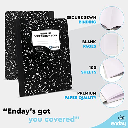 Emraw Black Marble Composition Book Unruled Paper 100 Sheet Office Dairy Drawing Note Books Journals Meeting Notebook Hard Covers Pack Of 4 Writing Book For School #TOP2