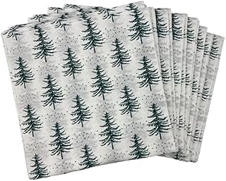 Green Tree Christmas Napkins - Pack of 50 Festive, Double Layer, Compostable, Square Tissue Serviettes for Xmas Dinners, Christmas Parties & Events