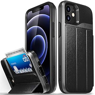 Vena vCommute Wallet Case Compatible with Apple iPhone 12 Mini (5.4-inch), (Military Grade Drop Protection) Flip Leather Cover Card Slot Holder with Kickstand - Space Gray