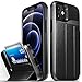 Produktbild Vena vCommute Brieftasche Hülle für Apple iPhone 12 Mini (5.4"-inch), (Military Grade, Kartenfach) HandyHülle mit Standfunktion, Leder Flip Brieftasche Etui Schutzhülle - Grau