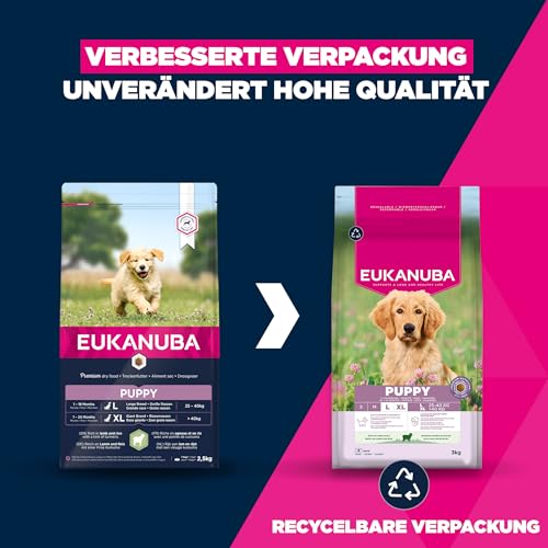 Eukanuba Welpenfutter mit Lamm & Reis für große Rassen - Trockenfutter für Junior Hunde, 12 kg