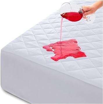 migoZone Waterproof Mattress Protector Pad Queen Size Deep Pocket - Elastic Fitted Fluffy Non Noiseles Mattress Protector- Extra Deep Packet Queen, White