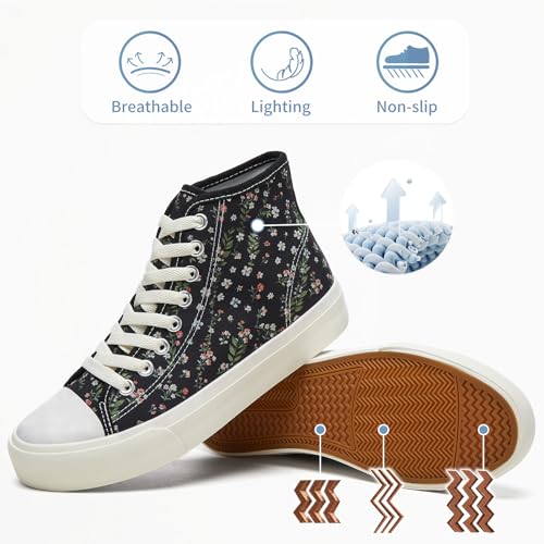 Image of Uoidru High Top Sneakers for Women Canvas Shoes White Canvas High Tops Women Casual Shoes Lace Up Fashion Sneakers