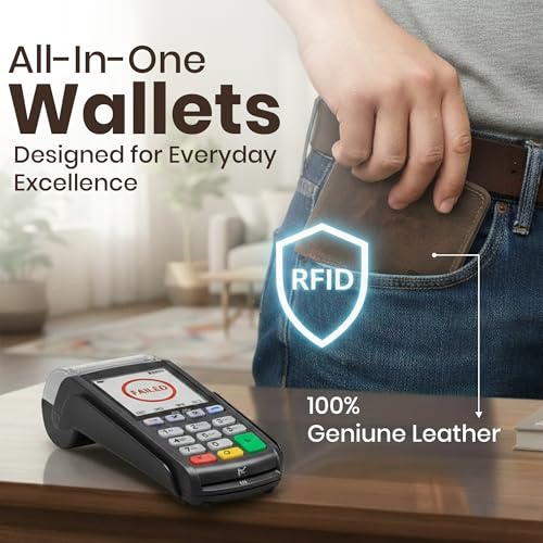Genuine Cow Hide Brown Bifold Leather Wallets for Men with RFID Blocking & Premium Box | Two Tone, Slim, Durable Bifold Wallet for Men | RFID Wallet for Men with 1 ID Window,10 Slots.4