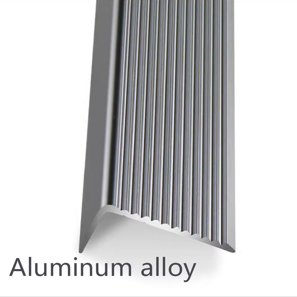 Perfil para escaleras de Aluminio de 36", 40", 48" y 60", Protector de Borde Antideslizante de Metal para escaleras, peldaños de Madera, mármol y baldosas, fácil de Instalar (Gris, 120 cm/48