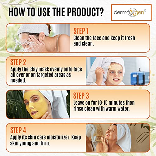 Turmeric Face Mask - Kaolin & Bentonite Clay+Vitamin C And E + Aloe Vera Gel + Lactic Acid + Sweet Almond Oil + Coconut Oil For Rejuvenating And Moisturizing Facial Exfoliant Detoxifying Mask #TOP4