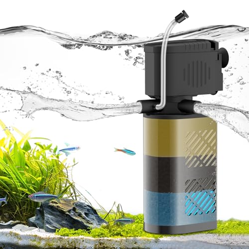 Devopet Aquarium Filter for 60-100 Gallon Tanks, Internal Large Fish Tank Filter, Powerful Submersible Pumps Fish Filter, Turtle Tank Filter, with Dual Water Outlet & Aeration