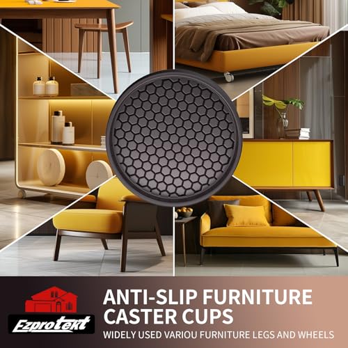 Image of Ezprotekt Non Slip Furniture Pads, 8 Pcs 3 inch Rubber Caster Cups, Anti Skid Furniture Coasters for Hardwood Floors, No Slide Furniture Gripper, Floor Protector for Bed Couch Furniture Stoppers (Brown)