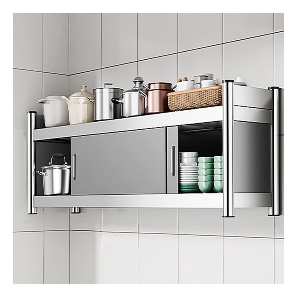 Armadio da cucina in acciaio inox resistente, con porta scorrevole, per ristoranti e hotel, 70 x 30 x 40 cm, finitura grigia resistente, design salvaspazio