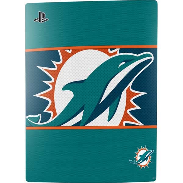 Skinit Decal Gaming Skin Compatible with PS5 Bundle - Officially Licensed NFL Miami Dolphins Zone Block Design