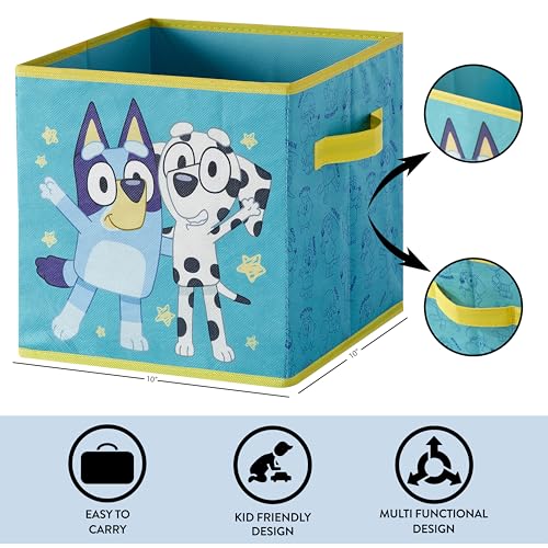 Image of Bluey Set of 2 Collapsible Storage Cubes,10 inchx10 inchx10 inch Fabric Bins for Kids, Spacious Foldable Toy Organizer Boxes for Bedroom, Playroom, or Closet