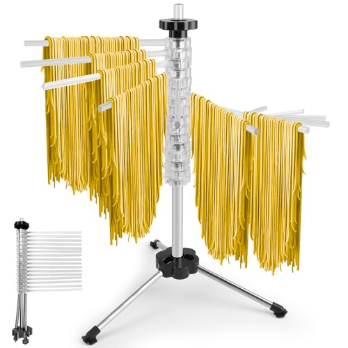 16 Hastes, Suporte para Macarrão de Aço Inoxidável, Varal para Secar Massas, Transparente