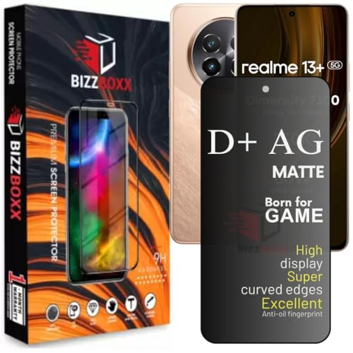 Image of Compatible with Realme 13+ 5G D+ AG Matte Tempered Glass Screen Guard Protector Anti-Fingerprint Gaming Special With Camera Cut (For Realme 13 Plus)- Pack of 1