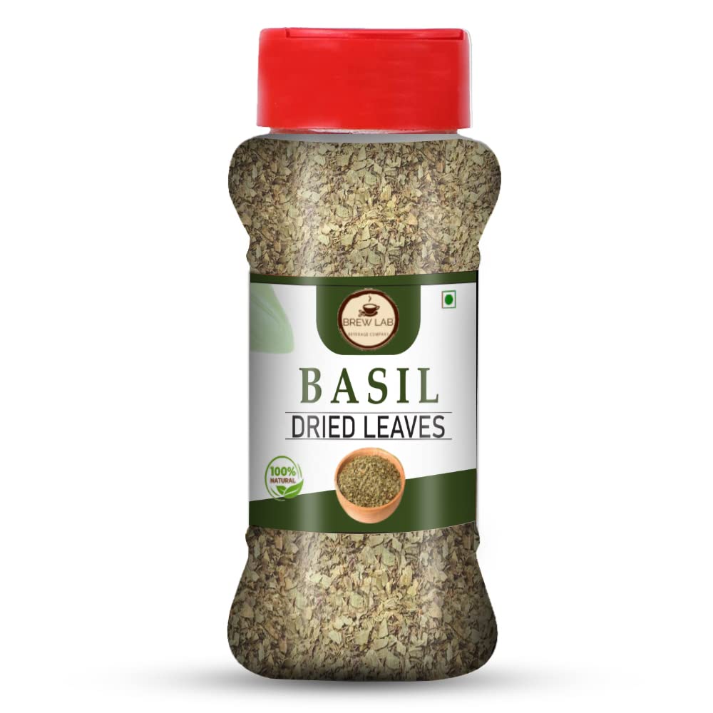 Brew Lab 100% Fresh & Natural Dried Basil Leaves Perfect for Pasta, Pizza, Italian Salads & Sauces | Italian Herbs & Spices | No Preservatives | Enhance Your Taste 20 g