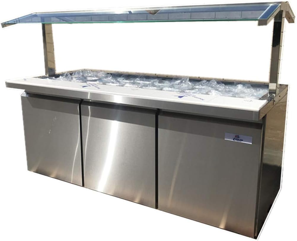 cooler depot Commercial Refrigerated Cold Table Buffet Merchandise Display 3-door Fresh Food Sandwich Salad Buffet Island Serving NSF buffet table open glass -SCLM372
