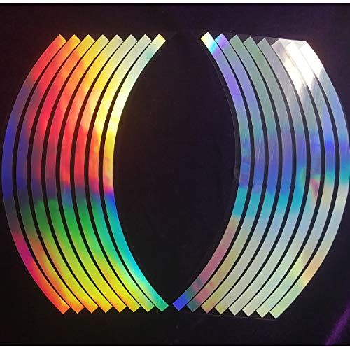 Laser Reflective Copyrighted Safety Rim Tapes 18\" Wheel Hub Racing Stripe Wheel Accent Rim Slip Wheel Moulding Trim Tape Stripes(Rim Size for Car Sports Bikes Motorcycle) for 4 Wheel enought