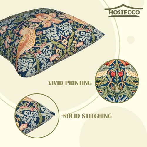 HOSTECCO Kissenbezug 45x45 Mit Blumenmuster 4er Set Kissenbezüge mit William Morris Muster Doppelseitig Bedruckt Dekorative Kissenbezüge